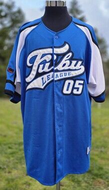 Vintage FUBU League Baseball Jersey Royal Blue 90s Vtg Streetwear Mens 3XL XXXL